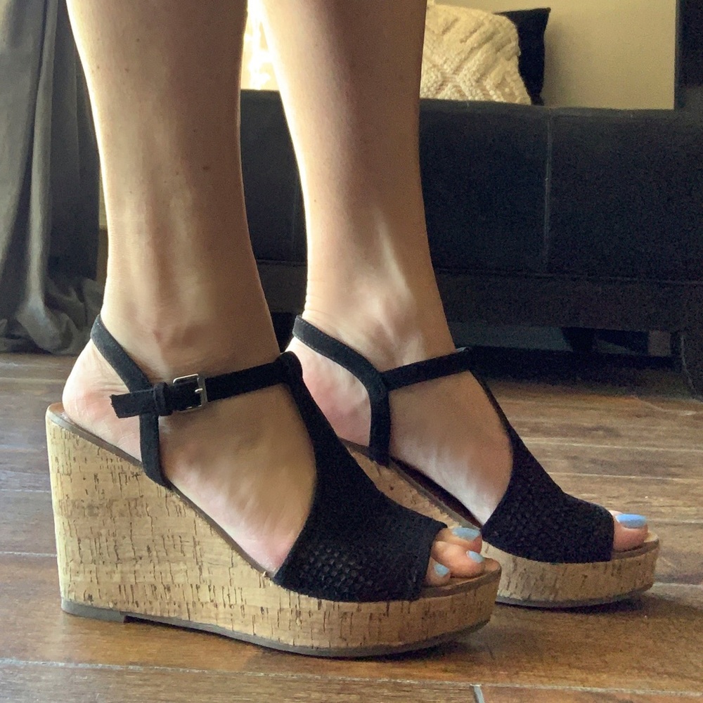 Franco Sarto Suede Cork Wedge